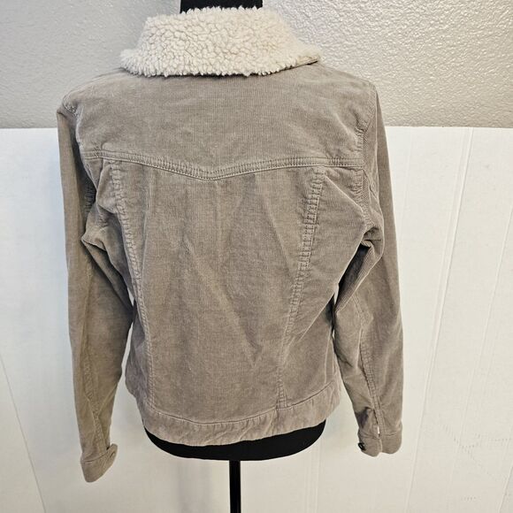 Womens Life Style Sonoma Tan Cordoroy Jacket Faux Fur Collar Sz Med Y2Ky Q0324 - Picture 4 of 9